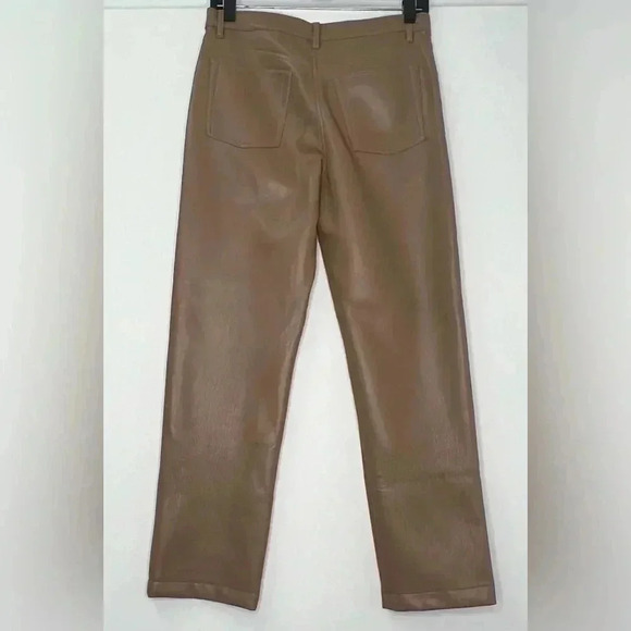 Aritzia Wilfred Viral The Melina Ankle Vegan Leather Pants Constant Camel Sz 4 - Picture 5 of 15